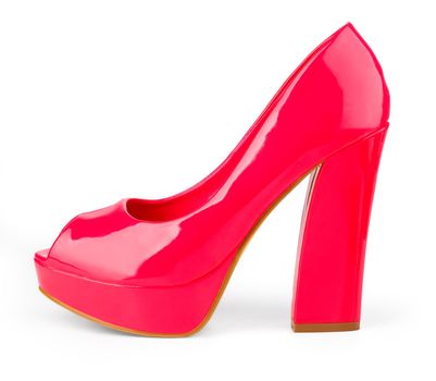 High Heels with inner platform sole, red patent leather