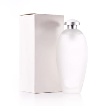 White cosmetic bottle and box - isolated