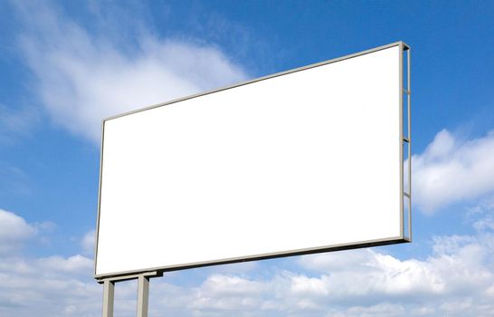 Blank billboard against blue sky, put your own text here