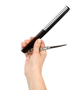 hand tools with hairdresser clippers isolated