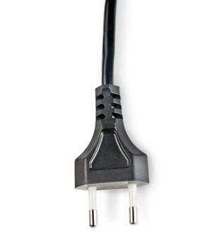 Black electric plug isolated on white background