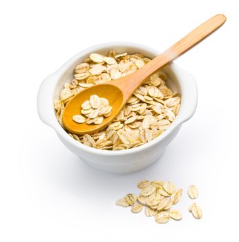 oat flakes on white background