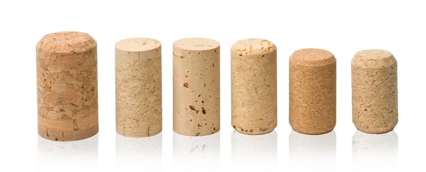 wine corks set  isolated on white