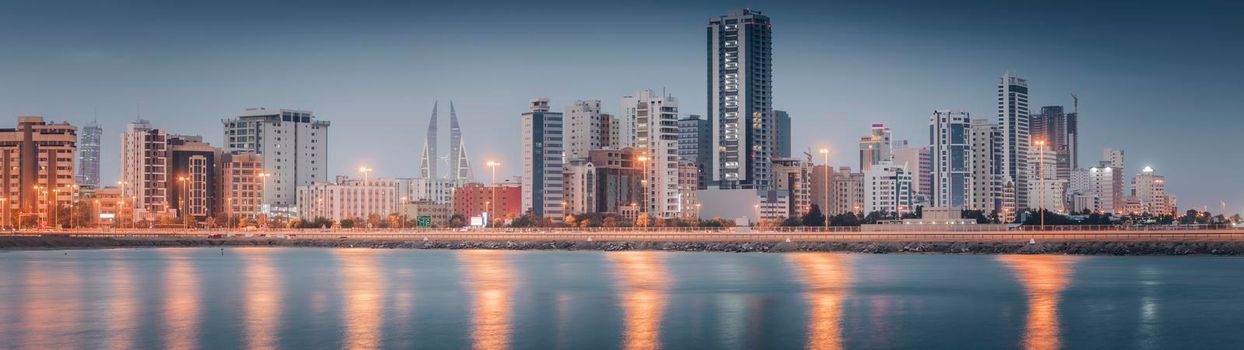 Panoramic view of Juffair and Manama. Manama, Bahrain.