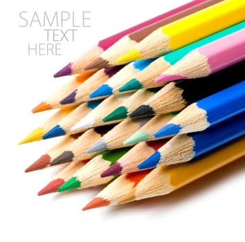 Colorful pencils isolated over white background