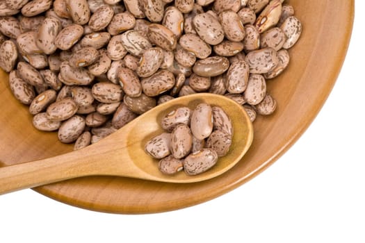 grain beans close up in a wooden bowl