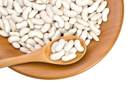 grain beans close up in a wooden bowl