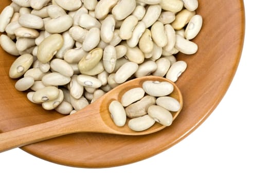 grain beans close up in a wooden bowl