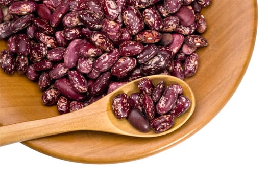 grain beans close up in a wooden bowl