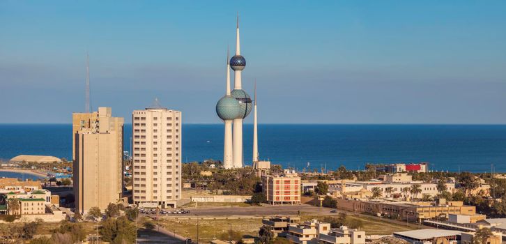 Kuwait City panorama - aerial view. Kuwait City, Kuwait.