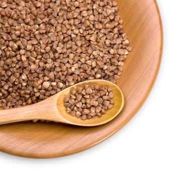 buckwheat close up in a wooden bowl