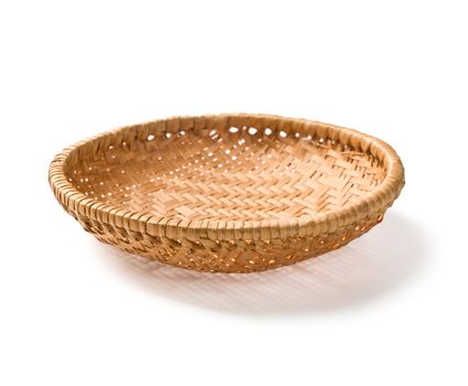 wicker plate isolated on white background