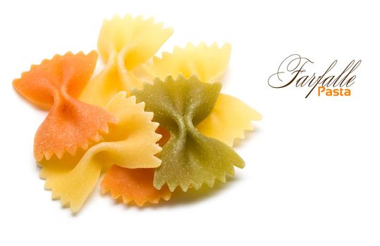 Close up of the Farfalle Pasta Uncooked