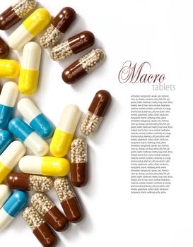 Pills  isolated on white (with sample text)
