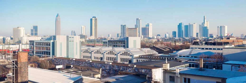 Architecture of Frankfurt - panoramic view. Frankfurt, Hesse, Germany.