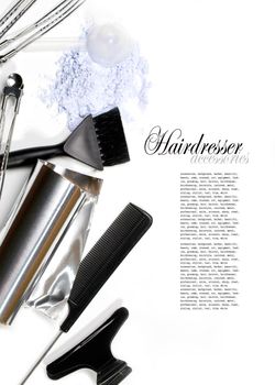 hairdresser Accessories for coloring hair on a white background