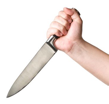 man's hand with a knife isolated