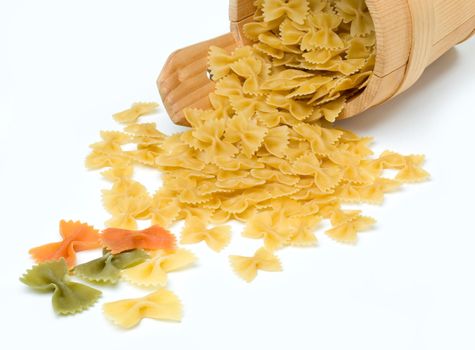 farfalle pasta on white background