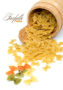 farfalle pasta on white background