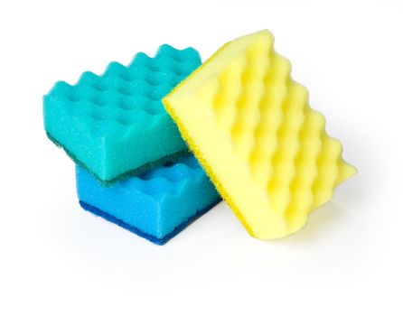 Kitchen sponges on a white background, saved path