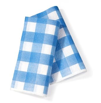 white napkin in the isolation of the blue square on a white background