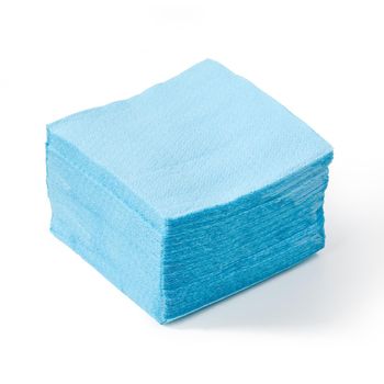 close-up of a stack of paper napkins blue kitchen
