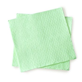 Green napkin for the dinner table.Isolated on white.with clipping path