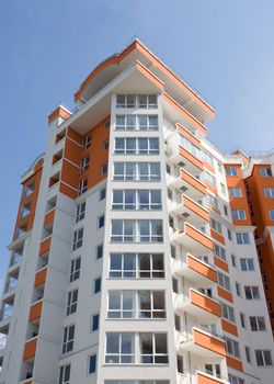 Modern and new apartment building.Multistoried modern, new and stylish living block of flats.