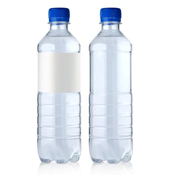 two  bottles with water it is isolated on a white background
