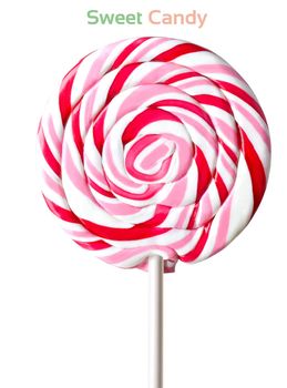 Colorful spiral lollipop isolated on white background