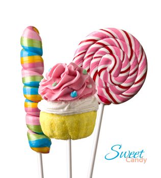 Colourful lollipop isolated on the white background