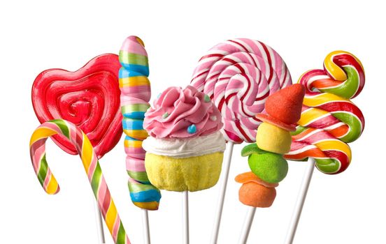 Colourful lollipop isolated on the white background