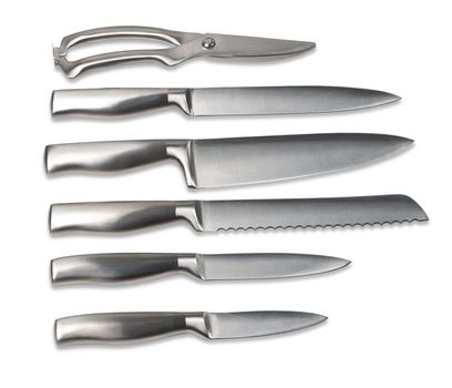 Set of knives isolated on white