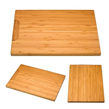 set of kitchen bamboo cutting board isolated on a white background