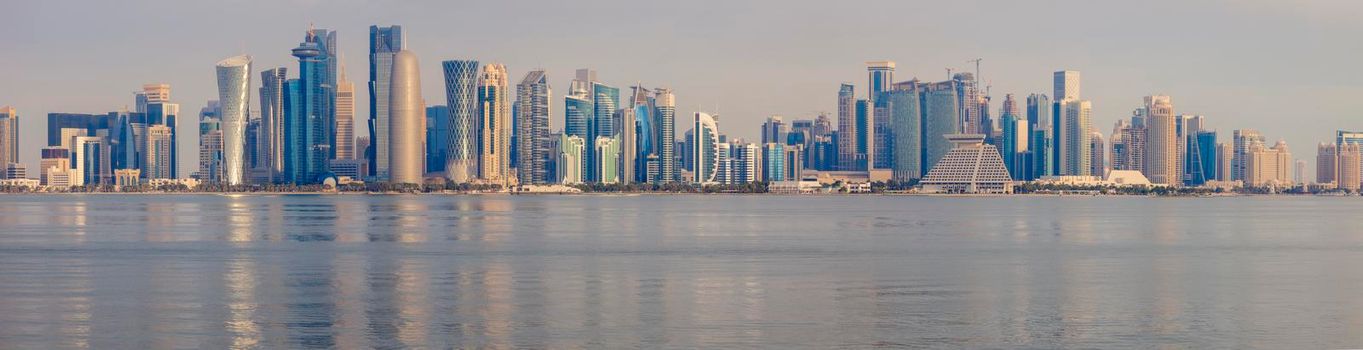 Panoramic view of Doha. Doha, Ad-Dawhah, Qatar.