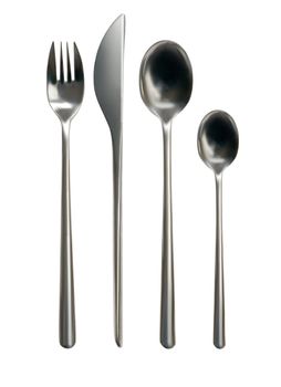 Cutlery set with Fork, Knife and Spoon on white background