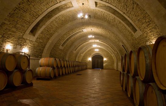 old wine cellar with barrels