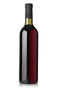 red wine bottles on white background