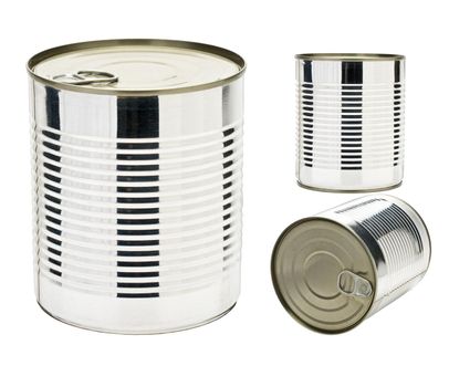 set of Blank tin can on white background