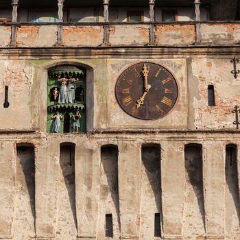 The Clock Tower in Sighisoara. Sighisoara, Mures County, Romania.