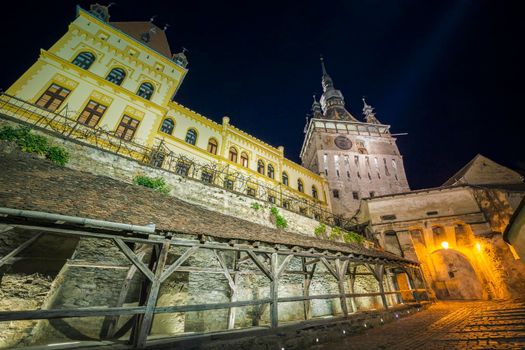 The Clock Tower in Sighisoara. Sighisoara, Mures County, Romania.