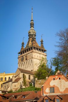 The Clock Tower in Sighisoara. Sighisoara, Mures County, Romania.