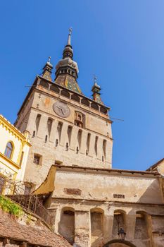 The Clock Tower in Sighisoara. Sighisoara, Mures County, Romania.