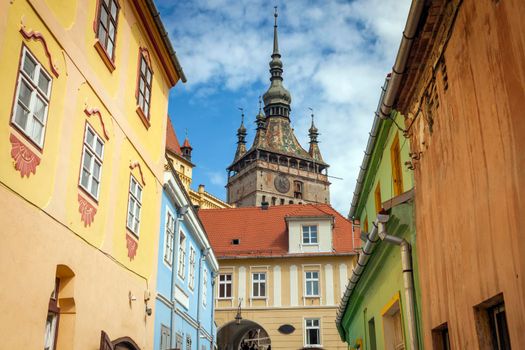 The Clock Tower in Sighisoara. Sighisoara, Mures County, Romania.