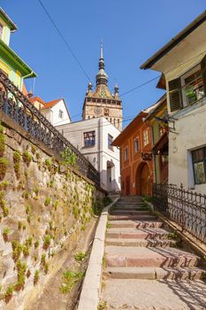 The Clock Tower in Sighisoara. Sighisoara, Mures County, Romania.