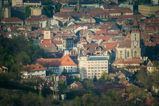 Architecture of Brasov - aerial view. Brasov, Brasov County, Romania.
