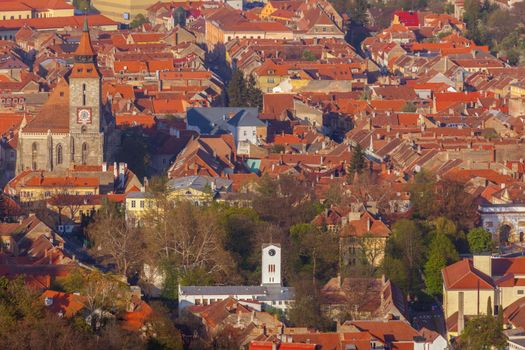 Architecture of Brasov - aerial view. Brasov, Brasov County, Romania.