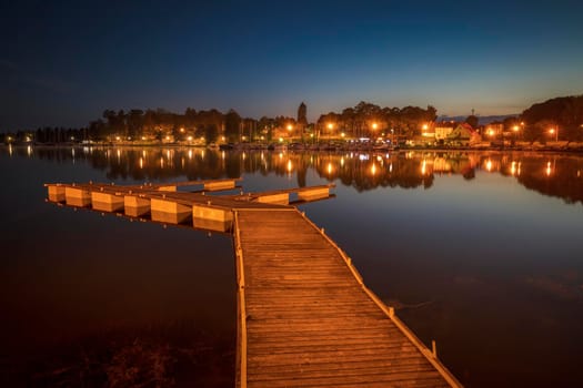 Pier in Ryn. Ryn, Warmian-Masurian, Poland.