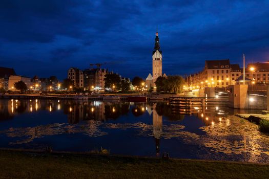 Architecture of Elblag at night. Elblag, Warmian-Masurian, Poland.