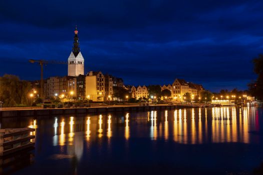 Architecture of Elblag at night. Elblag, Warmian-Masurian, Poland.